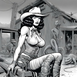 Cowgirl Betty Page vs The Lizard Men