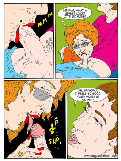 [DrawingIncest] Granny caches her grandson at viewing porno page 4